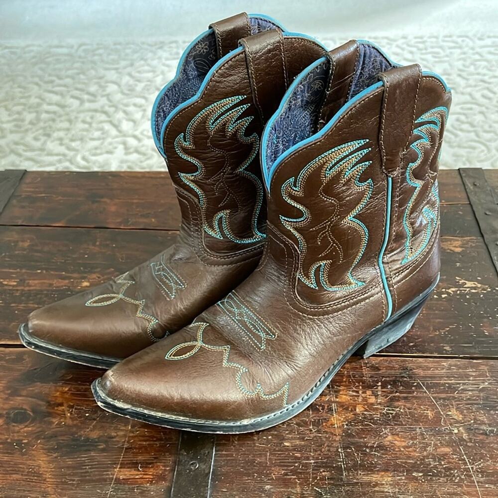 Women's Smoky Mountain Brown Leather Western Low Boots Size 8.5D